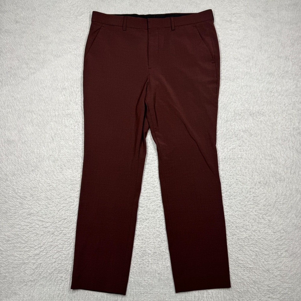 Express Wool Chino Dress Pants Maroon Extra Slim Men's Size 32x26